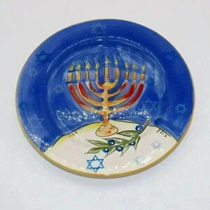Le Gourmet Chef Menorah Plate Hanukkah Star of David 8.5 inches